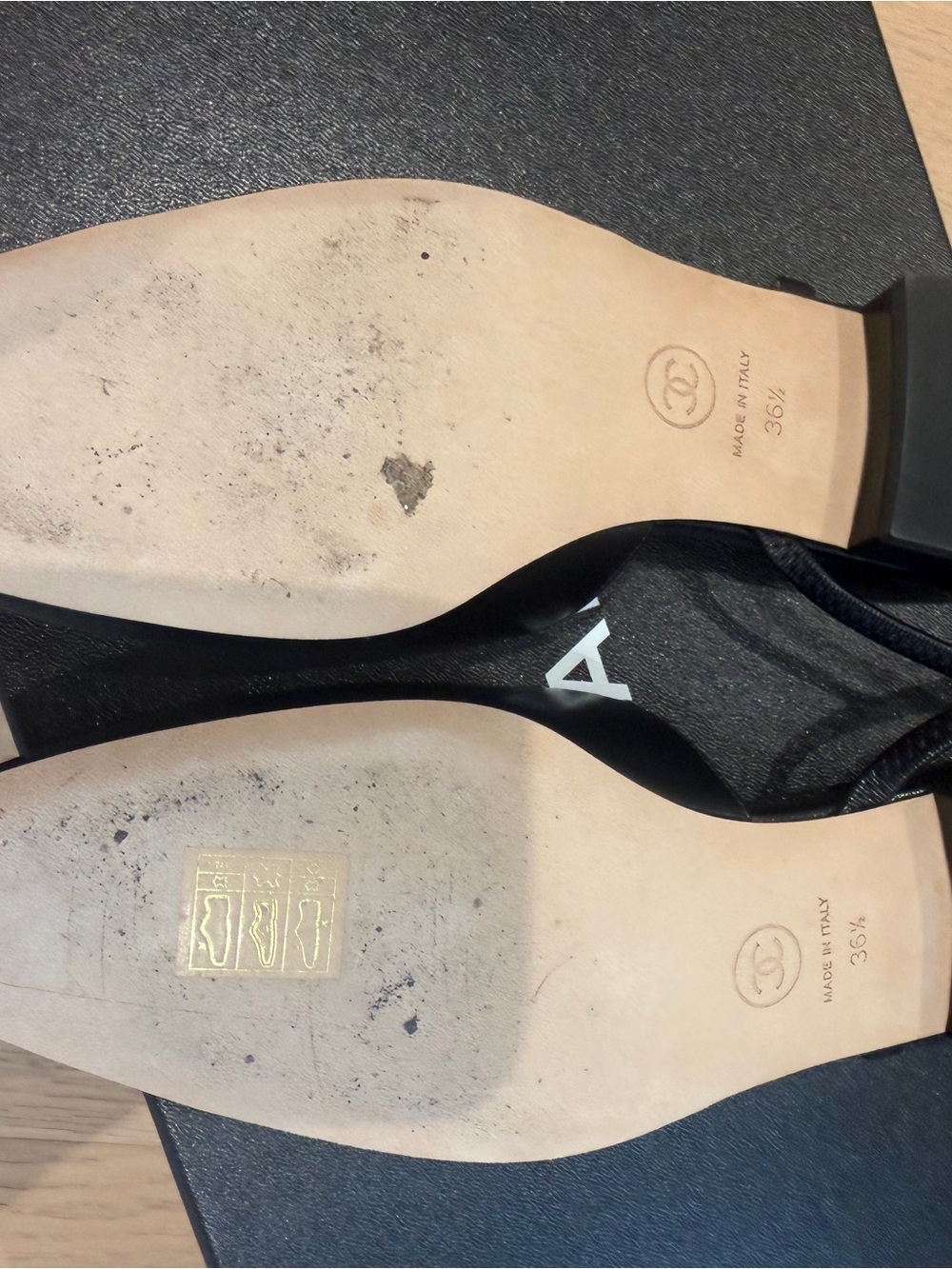 CHANEL Black Leather Slingback Flats - Picture 9 of 11